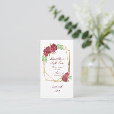 Red Watercolor Roses Bridal Shower Raffle Tickets Enclosure Invitations