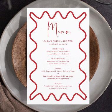 Red Wavy Border menu Invitations with name