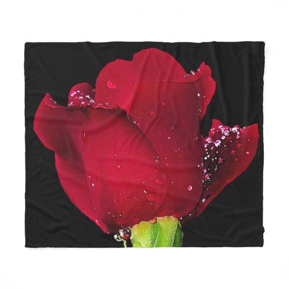 Red Wedding Rose Fleece Blanket