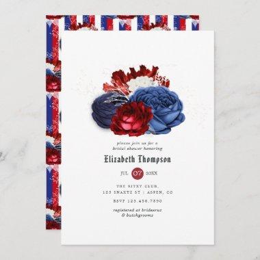 Red White and Blue 4th of July Bridal Shower Invitations