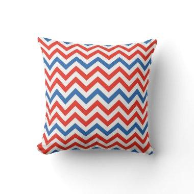 Red White and Blue Chevron Pattern Throw Pillow