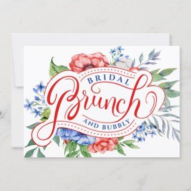 Red White and Blue Floral | Brunch & Bubbly Invitations