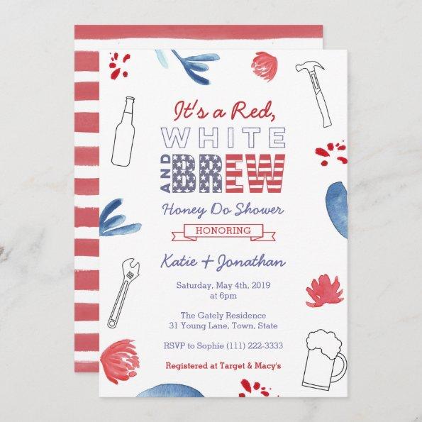 Red White and Brew Honey Do or Couples Shower Invitations
