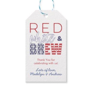 Red White And Brew July 4 Memorial Day Coed Shower Gift Tags