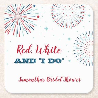 Red, White and I DO Bridal Shower Coaster