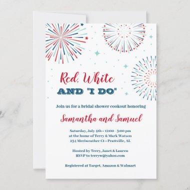 Red, White and I DO Bridal Shower Invitations