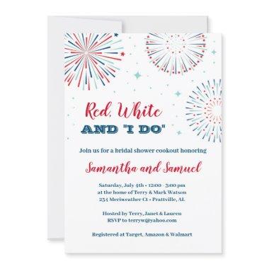 Red, White and I DO Bridal Shower Invitations