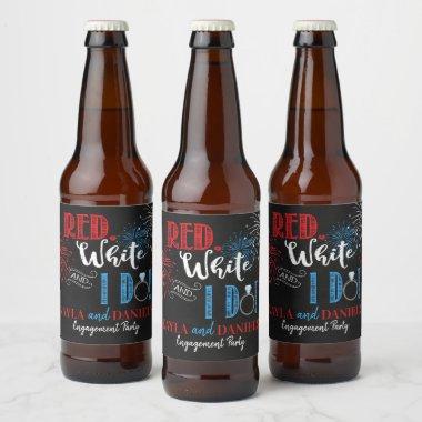Red White and I Do Engagement Party Beer Bottle Label
