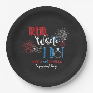 Red White and I Do Engagement Party Paper Plates