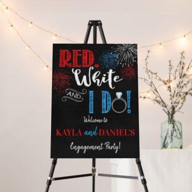 Red White and I Do Engagement Party Welcome Sign