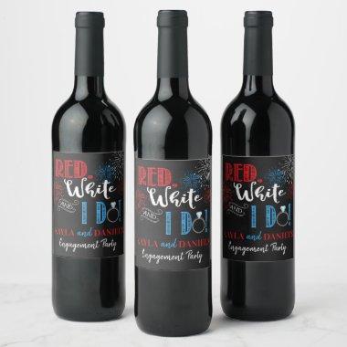 Red White and I Do Engagement Party Wine Label