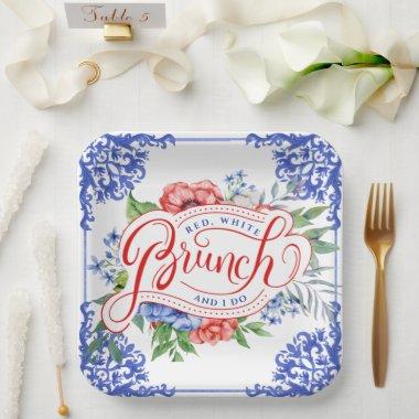 Red, White and I Do Floral Bridal Brunch | Shower Paper Plates