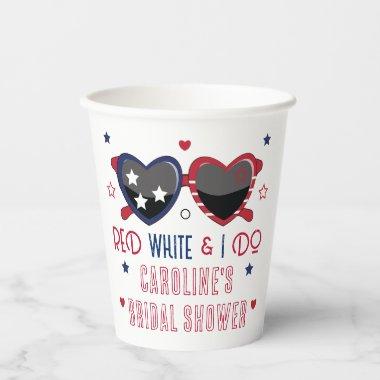 Red White and I Do Heart Sunglasses Bridal Shower Paper Cups