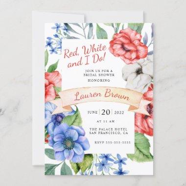 Red White and I Do Patriotic Bridal Shower Invitations