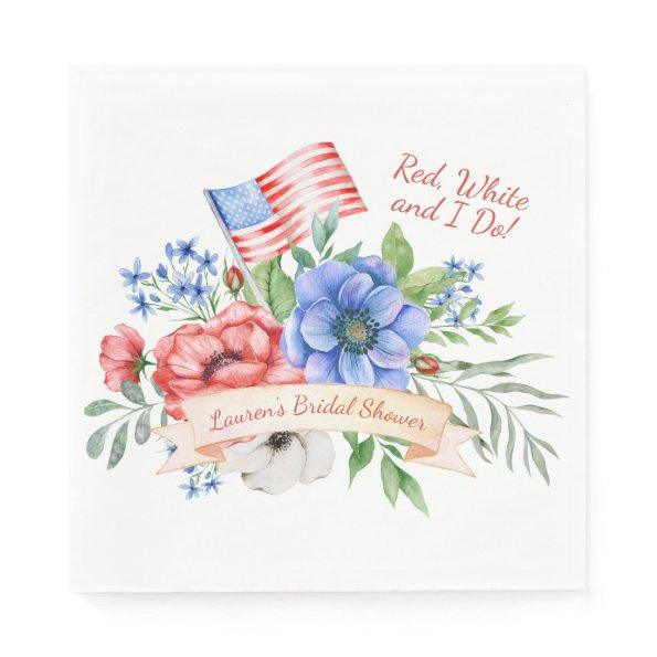 Red White and I Do Patriotic Bridal Shower Napkins