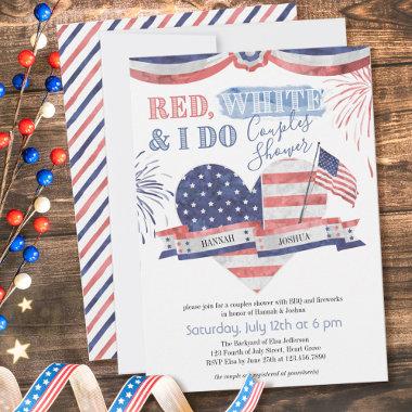 Red White and I Do Vintage Couple Shower Invitations