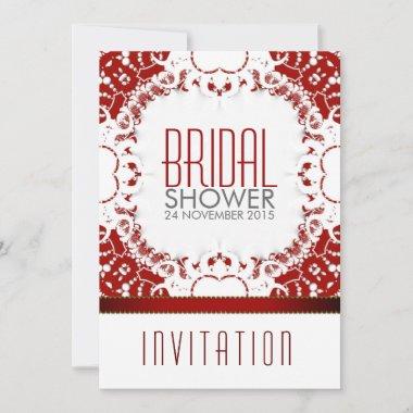 Red White Batik Bridal Shower Party Invitations