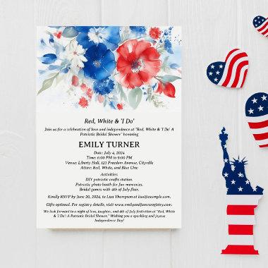 Red White Blue 4th of July Bridal Shower Invitations