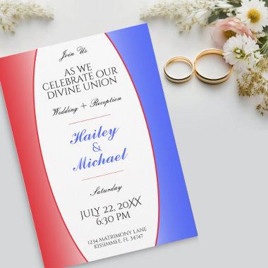 Red, White & Blue Patriotic USA American Wedding Invitations