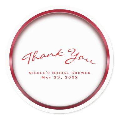Red & White Chic Holiday Party Bridal Shower Classic Round Sticker