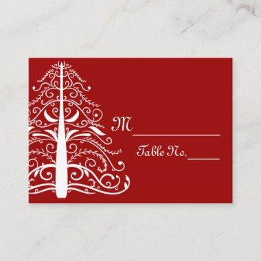 Red White Christmas Tree Winter Wedding Place Invitations