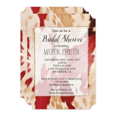 Red White Cream Western Cowhide