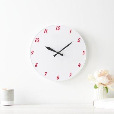 Red White Elegant Custom Colorful Cute Gift 2023 Large Clock