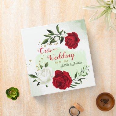 red & white floral greenery gold photo album 3 ring binder