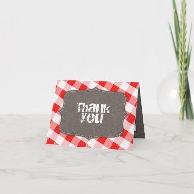 Red & White Gingham Canvas Thank You Invitations