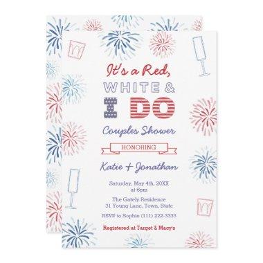 Red White & I Do Couples Wedding Shower Party Invitations