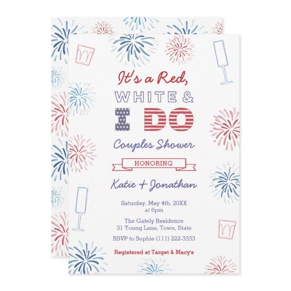 Red White & I Do Couples Wedding Shower Party Invitations