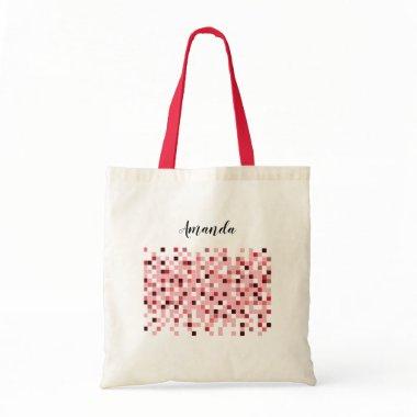 Red, white mosaic ,personalized bridesmaid bag. tote bag