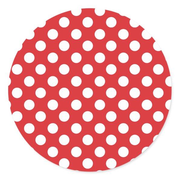Red & White Polka Dots Birthday Party Classic Round Sticker