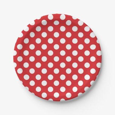 Red & White Polka Dots Birthday Party Paper Plates