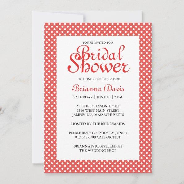 Red & White Polka Dots Bridal Shower Invitations