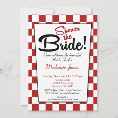 Red White Retro 50s Diner Bridal Shower Invitations