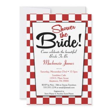 Red White Retro 50s Diner Bridal Shower Invitations