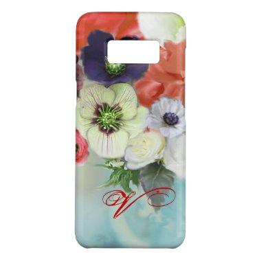 RED WHITE ROSES AND ANEMONE FLOWERS MONOGRAM Case-Mate SAMSUNG GALAXY S8 CASE