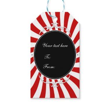 Red & White Whimsical Stripes Carnival Circus Gift Tags
