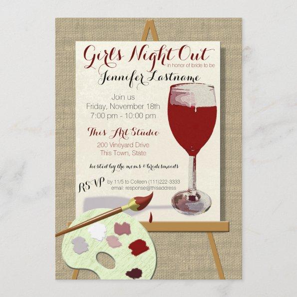 Red Wine and Painting Art Party Invitations