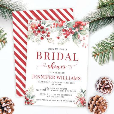 Red Winter berries Christmas bridal shower Invitations