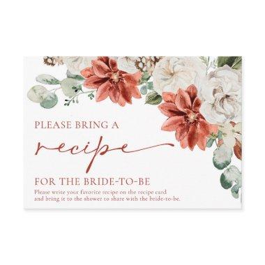 Red Winter Bridal Shower Please Bring a Recipe Enclosure Invitations