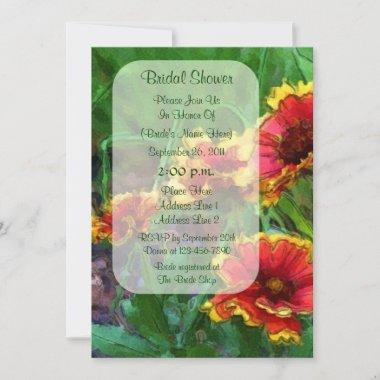 Red Yellow Daisies Floral Bridal Shower Invite