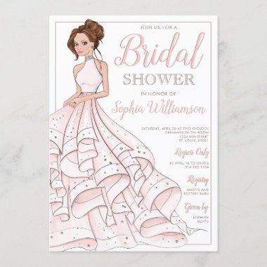 Redhead Glitter Glam Bride Bridal Shower Invitations