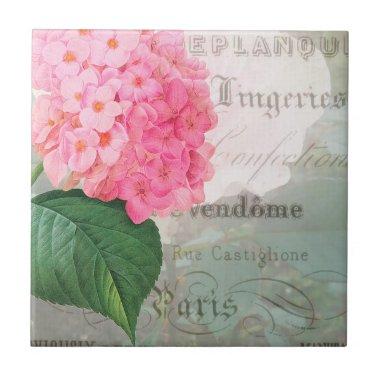 Redoute Vintage Hydrangea French Ceramic Tile