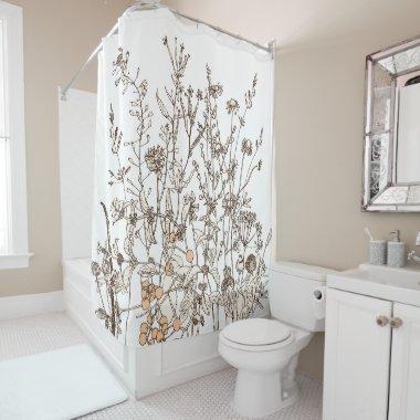 Refreshing Wild Herbs Earthy Colors Rustic Floral Shower Curtain