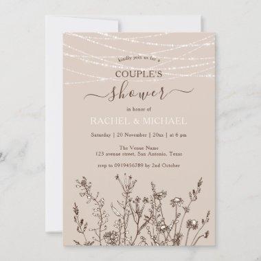 Refreshing Wild Herbs Earthy Floral Couples Shower Invitations
