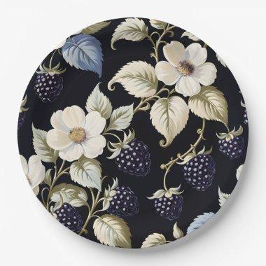 Regal Elegance Blackberry & Blooms Paper Plates