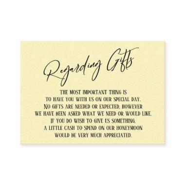 Regarding Gifts Handwriting Simple Light Yellow Enclosure