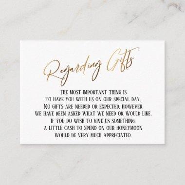 Regarding Gifts Modern Gold Handwriting Wedding Enclosure Invitations